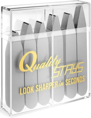 52-Piece Metal Collar Stays for Men, Stainless Steel Dress Shirt Collar Inserts in 4 Sizes for Crisp, Structured Collars