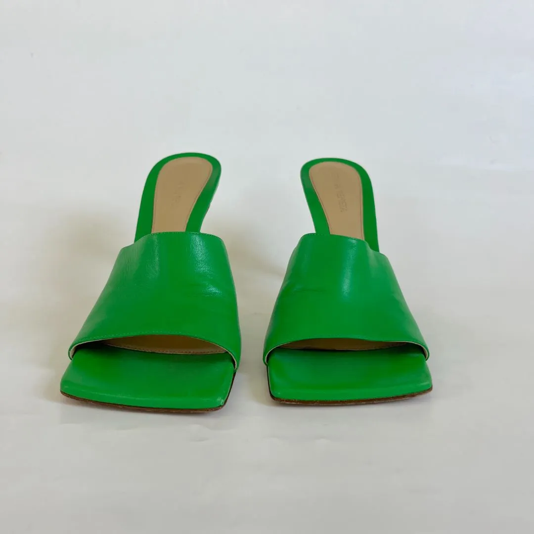 Bottega Veneta Green Square Toe Stretch Mule, 39.5