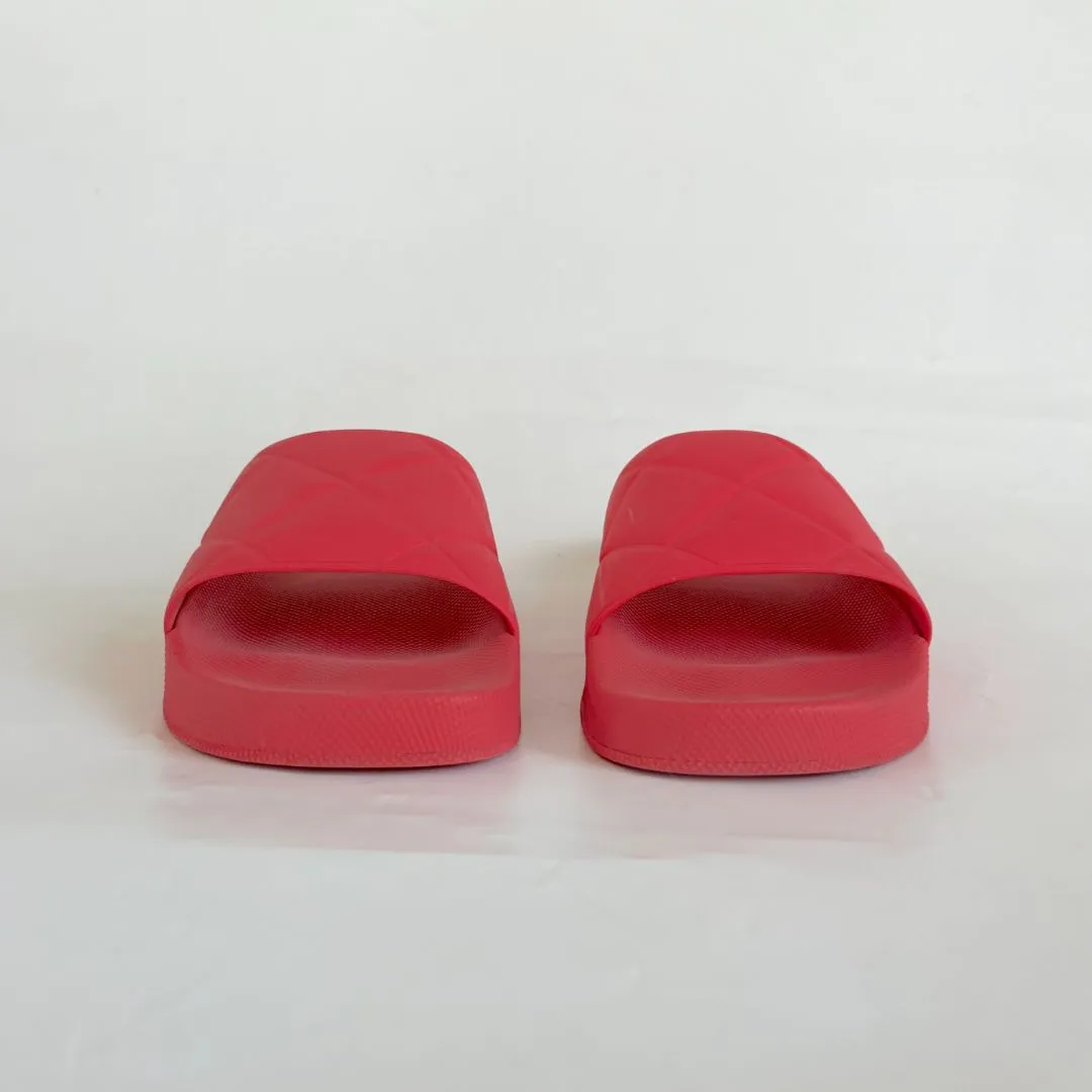 Bottega Veneta Red Quilted Pool Slides, 39