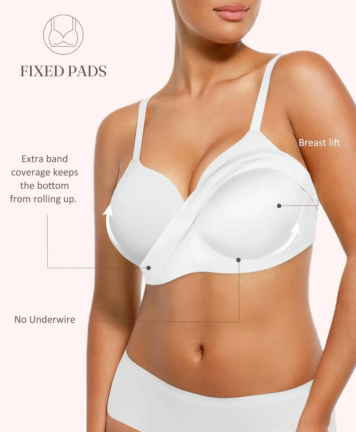FeelinGirl Wireless Supportive Bra for Women, Seamless Comfort Bralettes No Underwire Full Coverage Everyday Bras