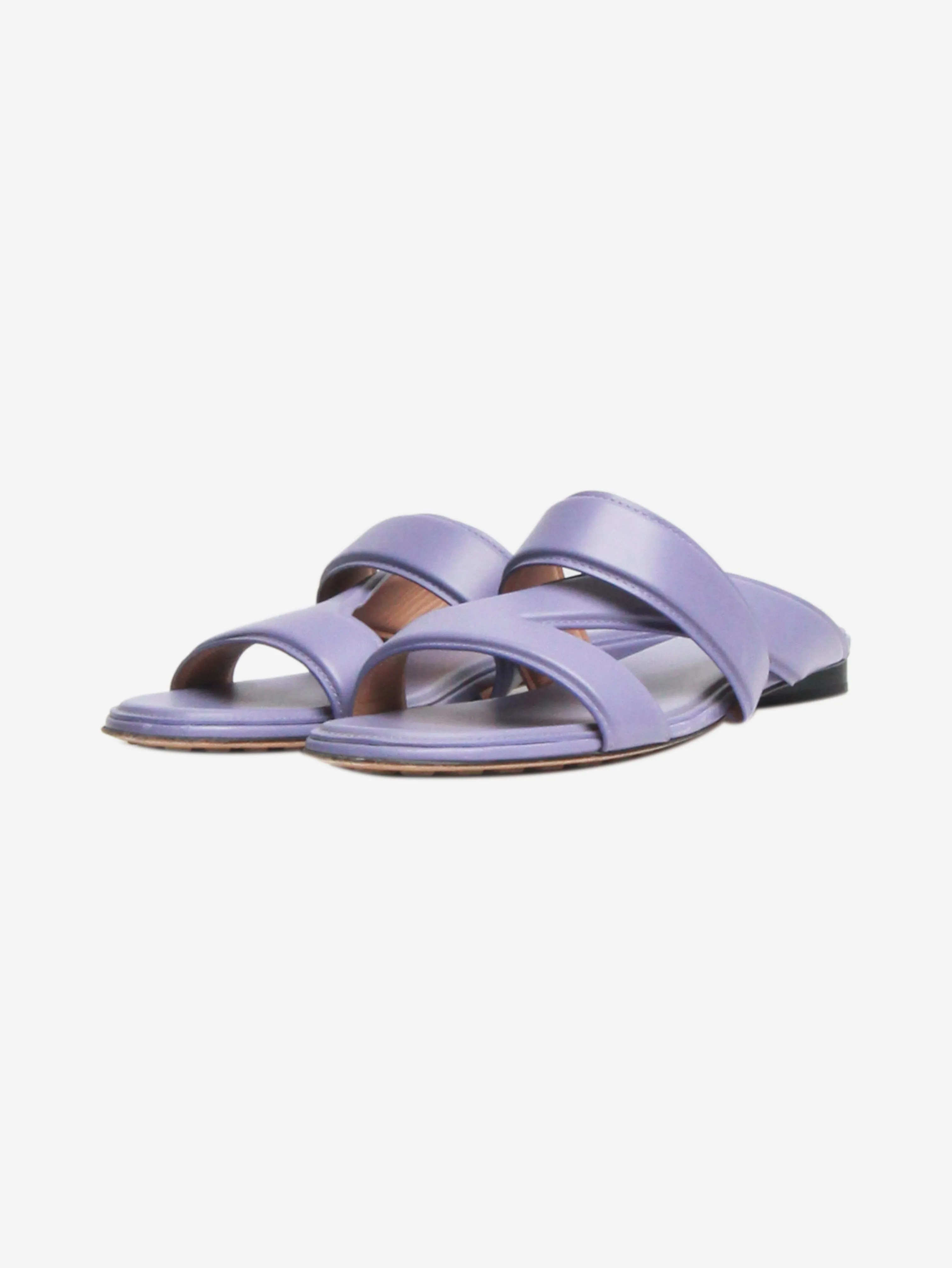 Lilac leather flat sandals - size EU 40