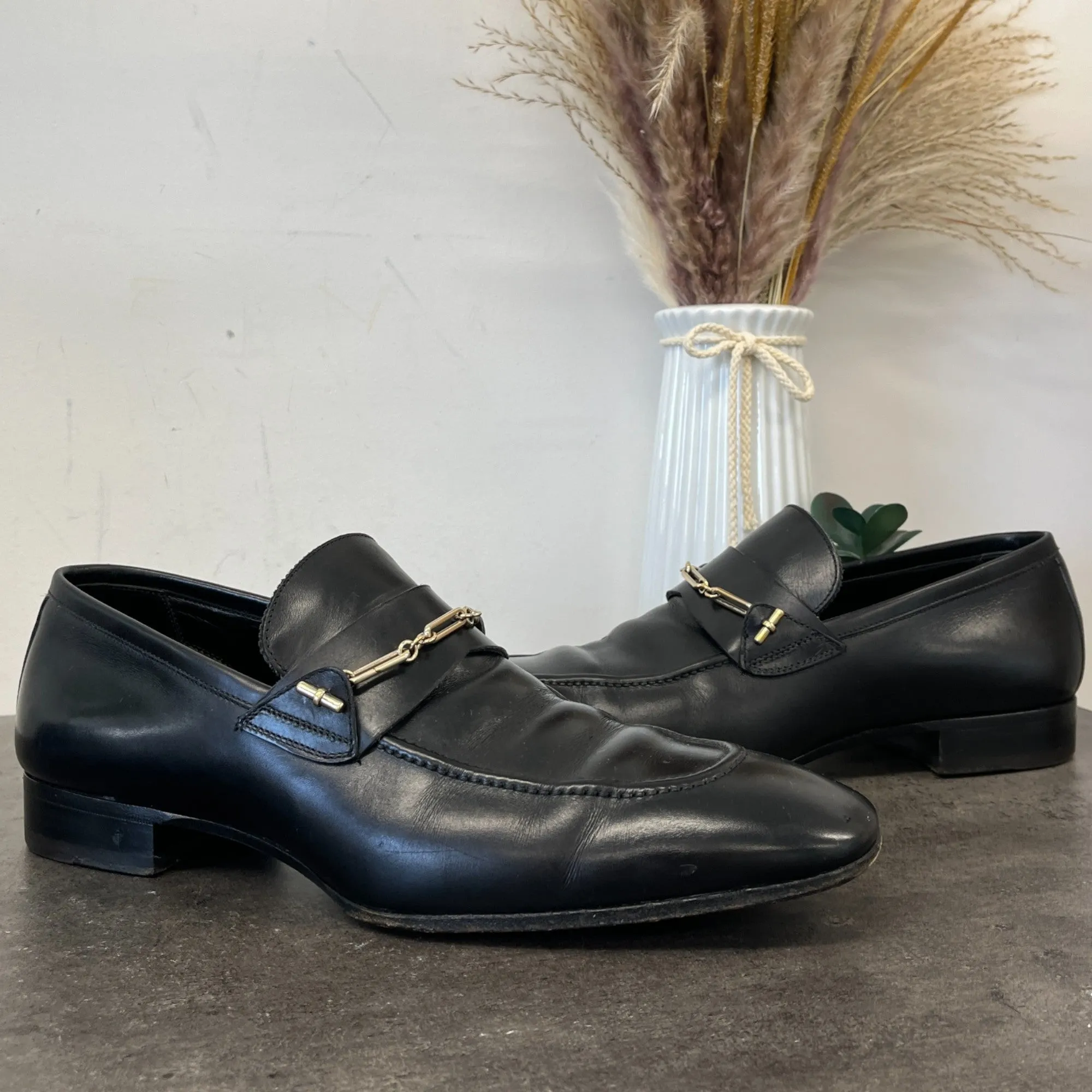 Men's Chain Detail Loafers Black Size EU 42.5 / UK 8.5