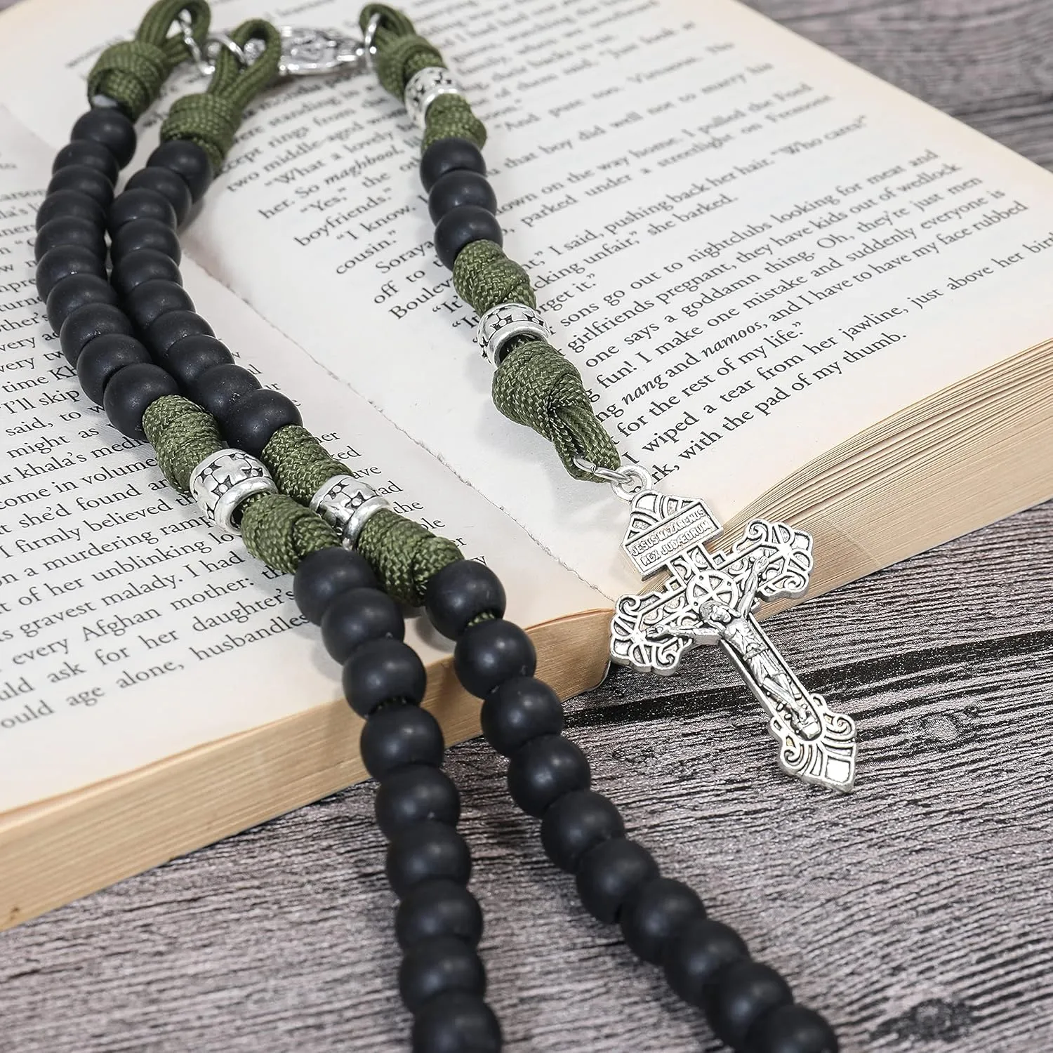 Nazareth Store St Michael Paracord Rosary Beads Rugged Rosary Necklace Strong Corded Catholic Pardon Crucifix