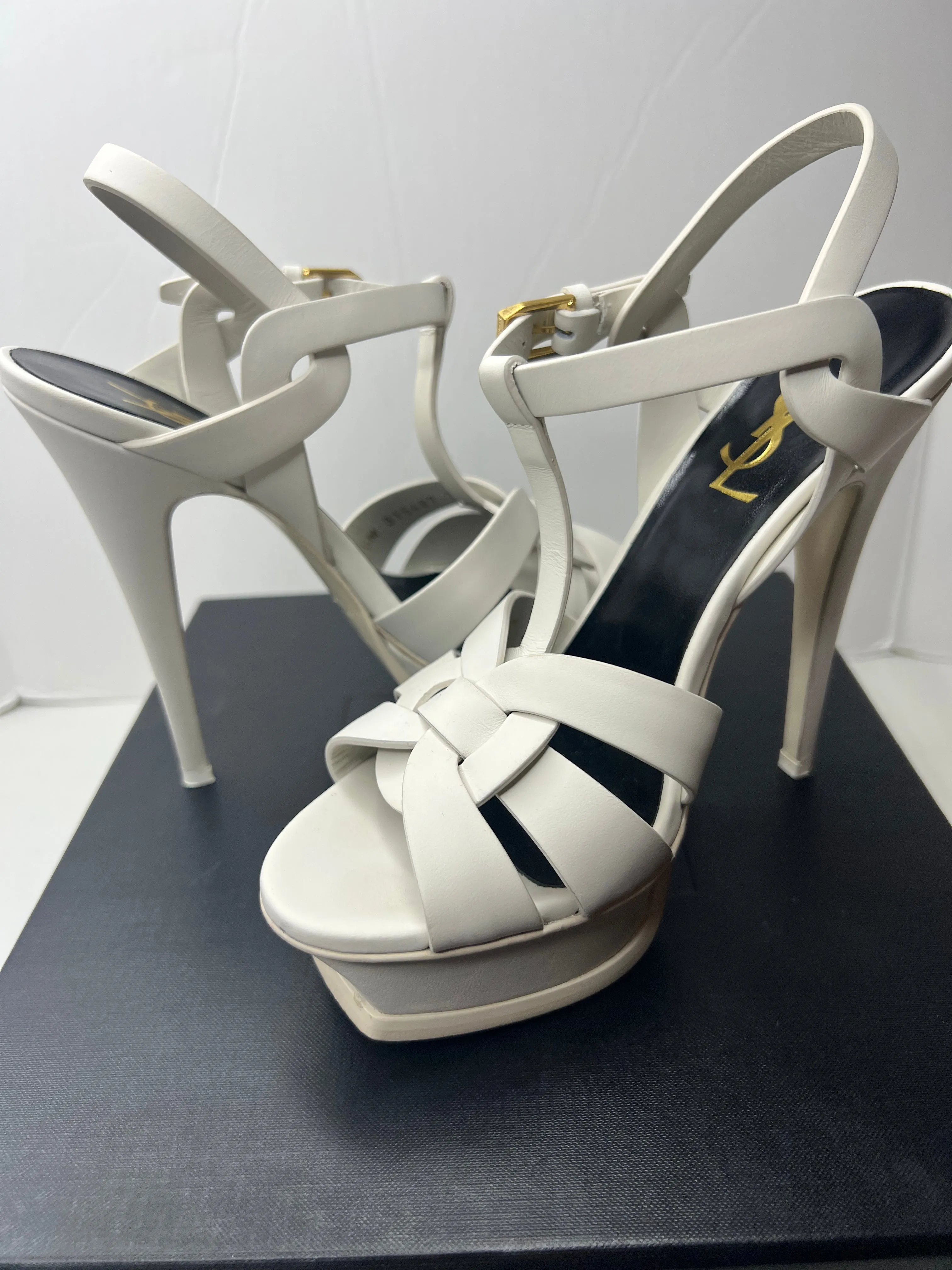 Saint Laurent Ysl Tribute Platform Sandal white sandal heels size 36.5 / 6.5