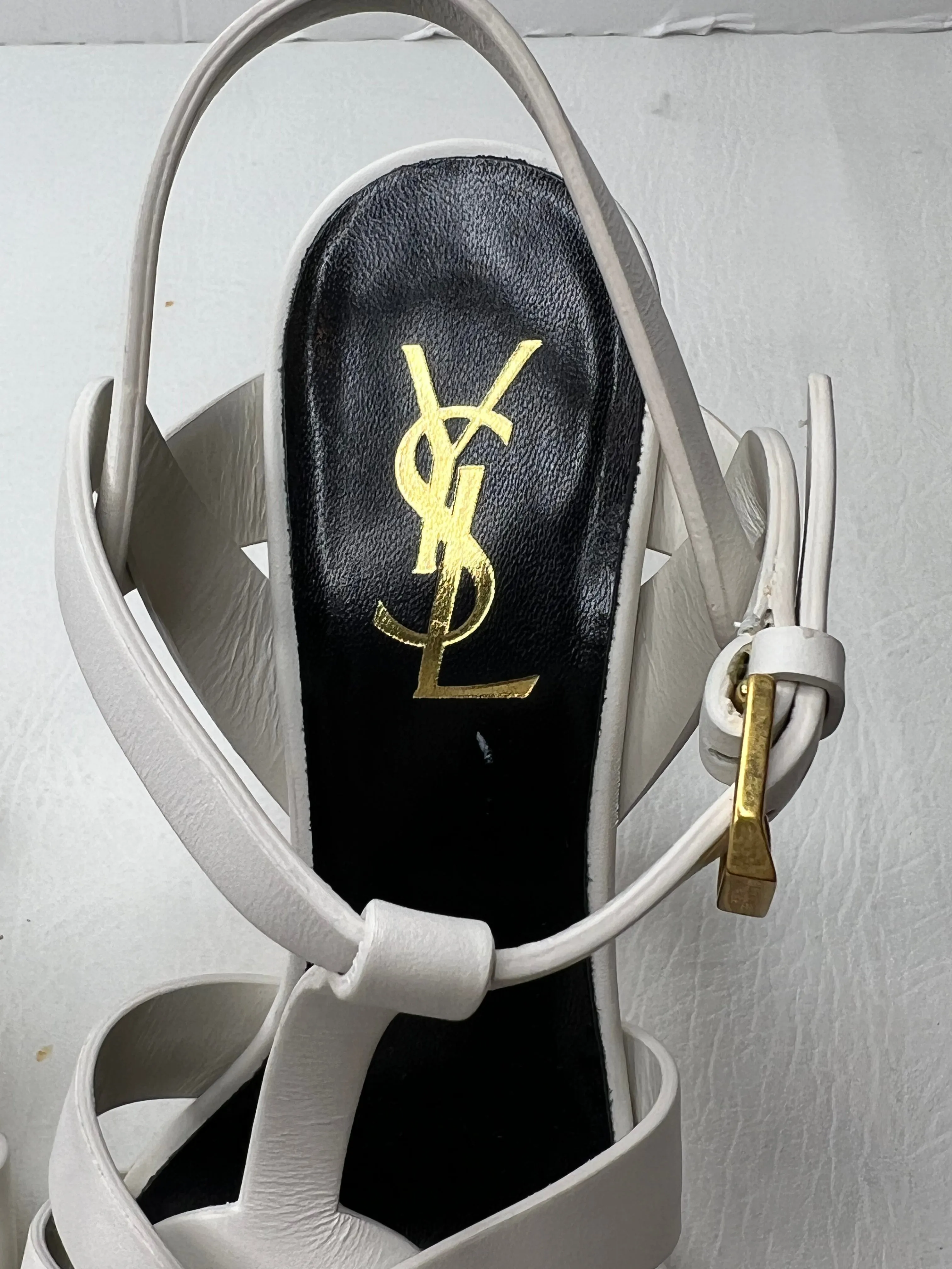 Saint Laurent Ysl Tribute Platform Sandal white sandal heels size 36.5 / 6.5