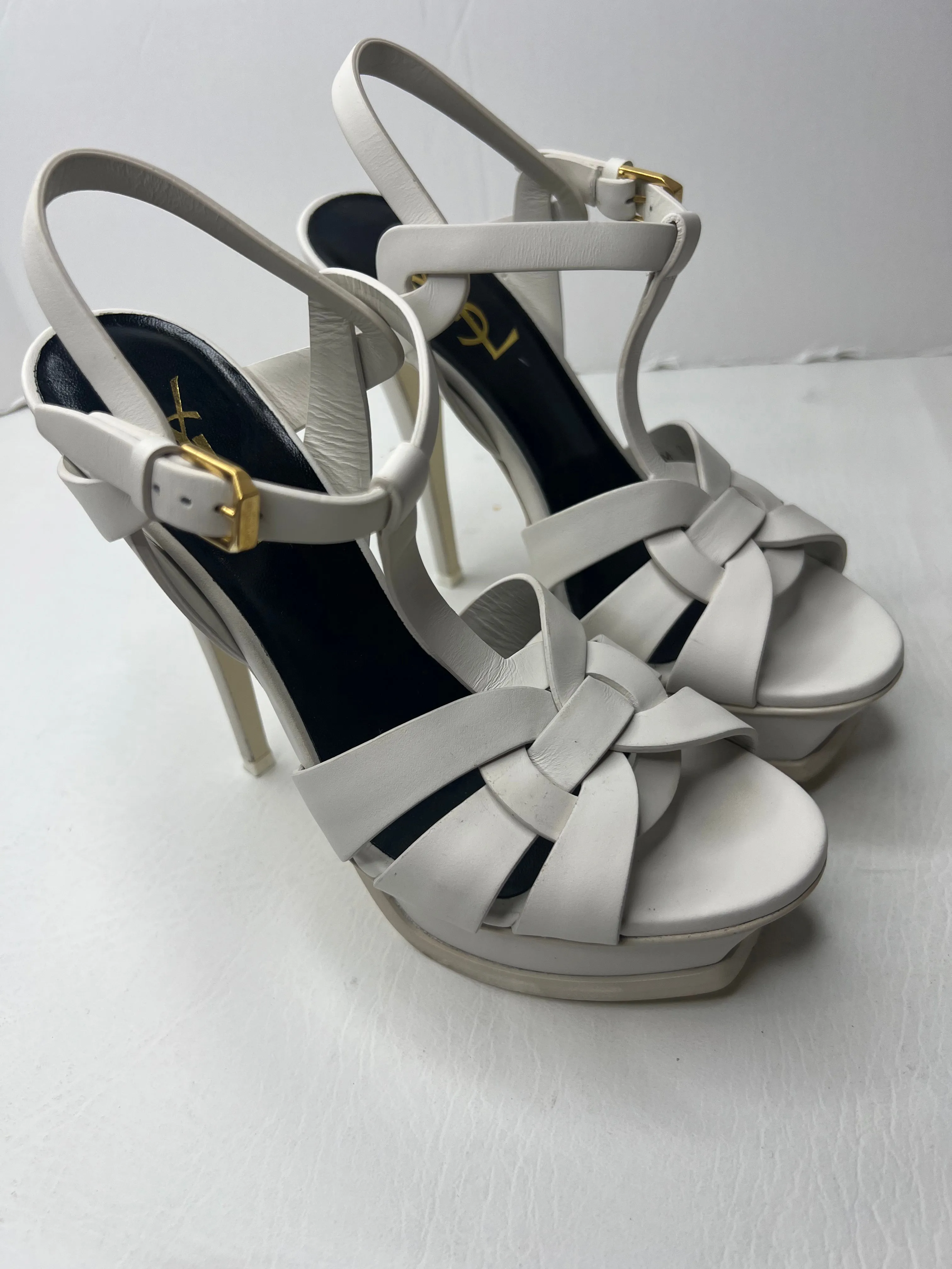 Saint Laurent Ysl Tribute Platform Sandal white sandal heels size 36.5 / 6.5
