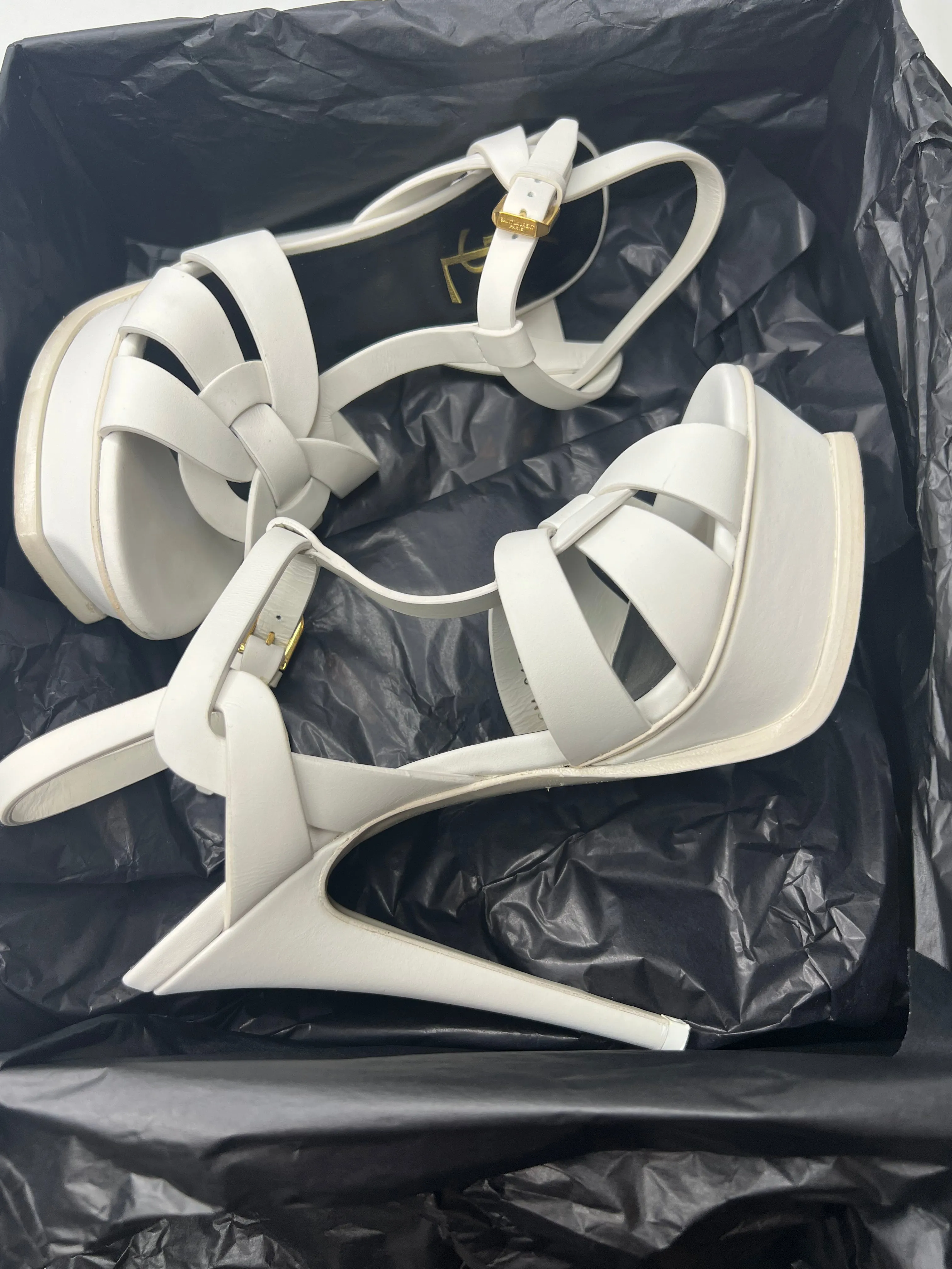 Saint Laurent Ysl Tribute Platform Sandal white sandal heels size 36.5 / 6.5