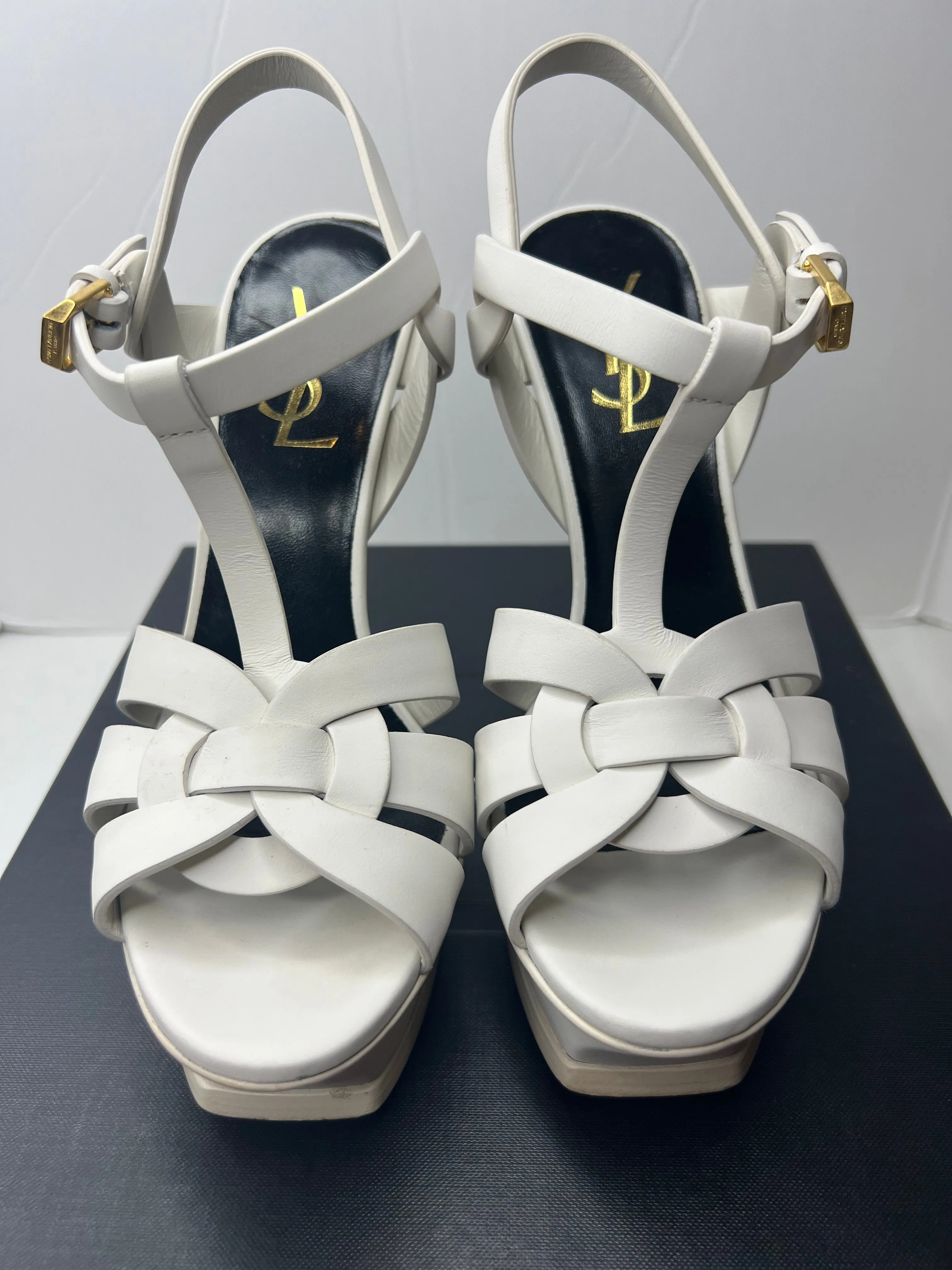 Saint Laurent Ysl Tribute Platform Sandal white sandal heels size 36.5 / 6.5