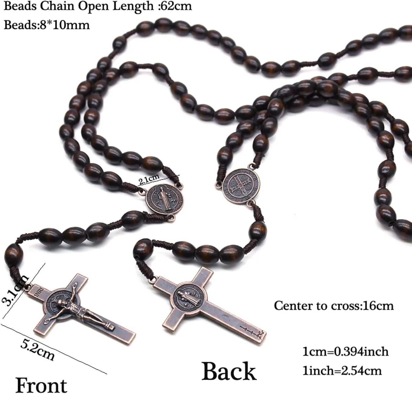 SZQCZB Wooden Rosary Beads Catholic for Men, Saint Benedict Medal and Cross - Comes in Gift Pouch and 18pcs Prayer Cards
