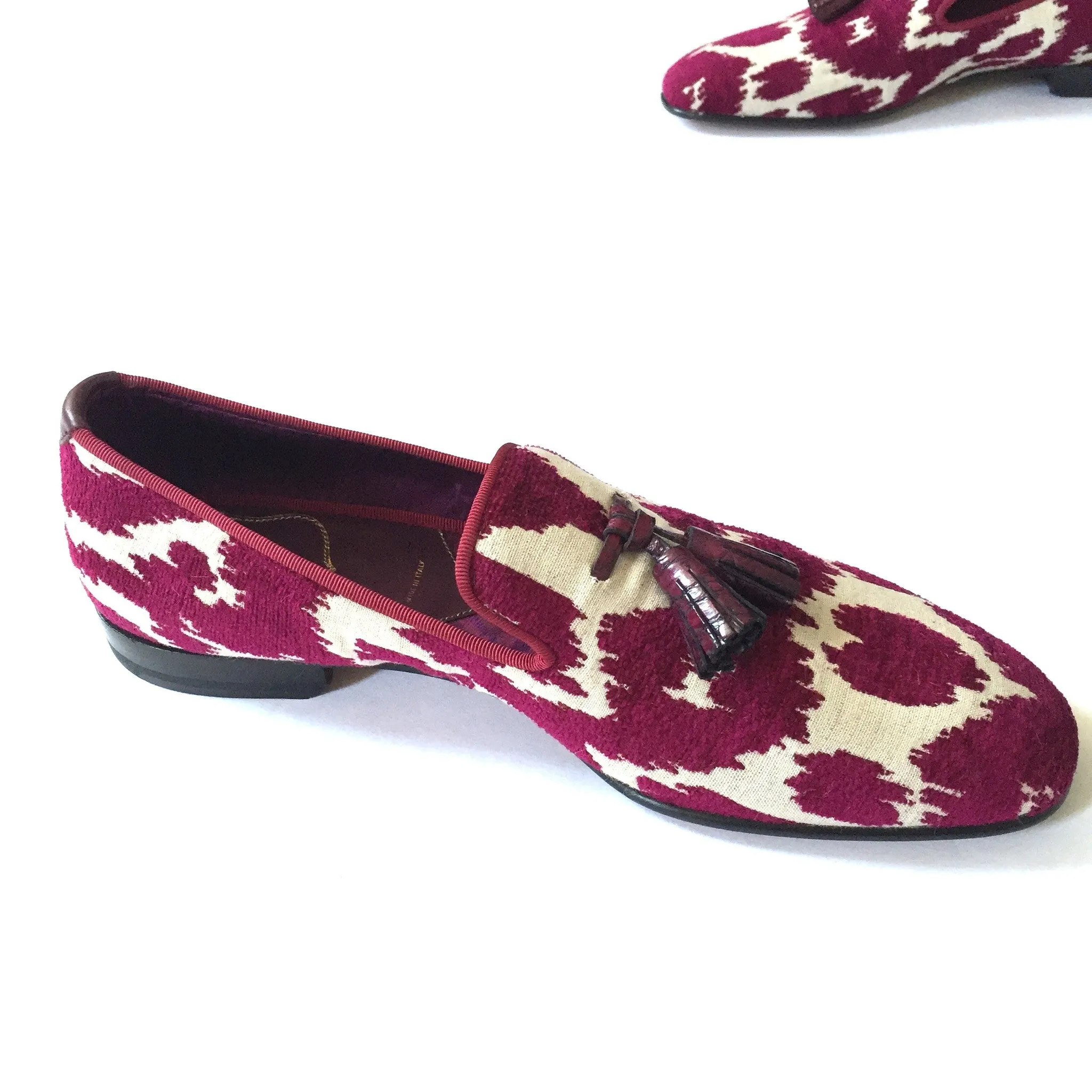 Tom Ford - Magenta Jacquard Croc Tassel Loafers