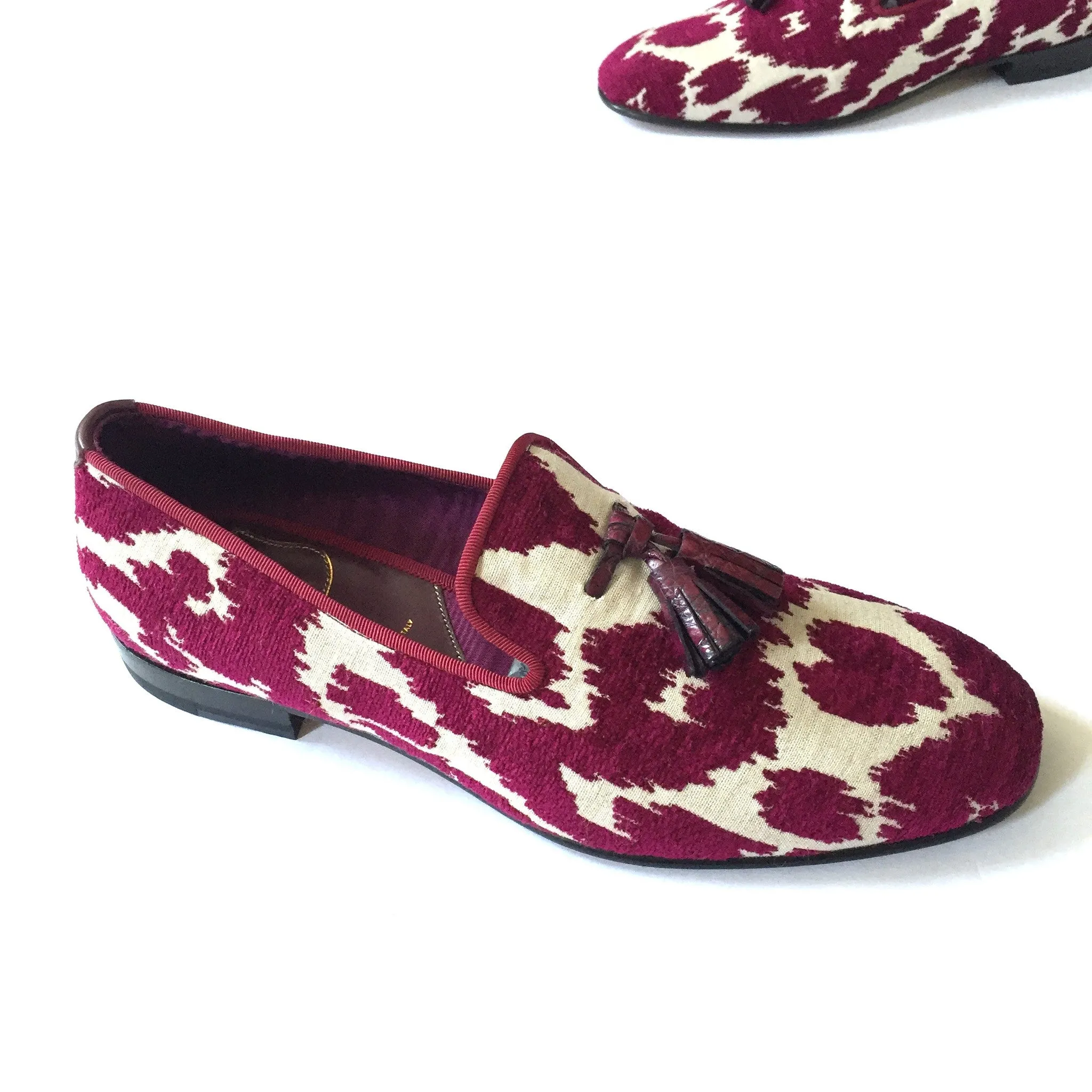 Tom Ford - Magenta Jacquard Croc Tassel Loafers