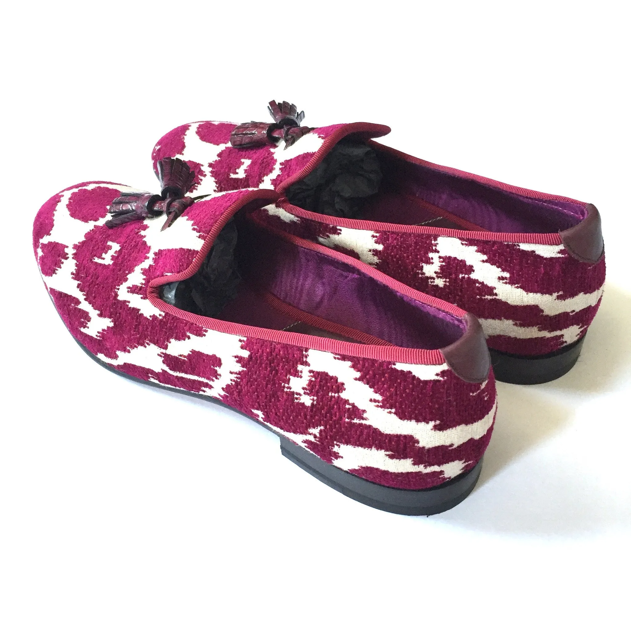 Tom Ford - Magenta Jacquard Croc Tassel Loafers