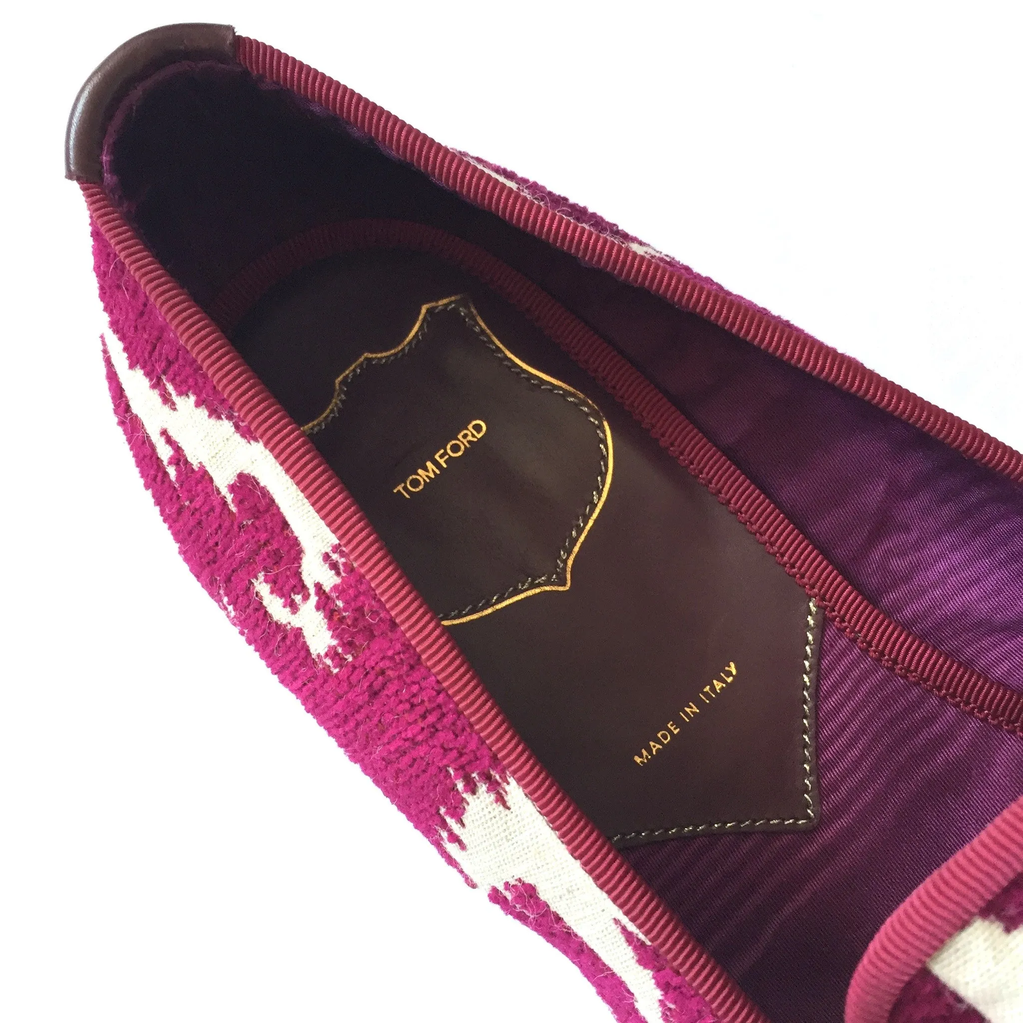 Tom Ford - Magenta Jacquard Croc Tassel Loafers