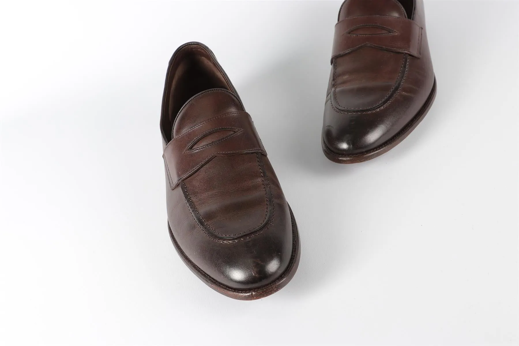 TOM FORD MEN'S BROWN LEATHER LOAFERS EU 44 UK 10 US 11