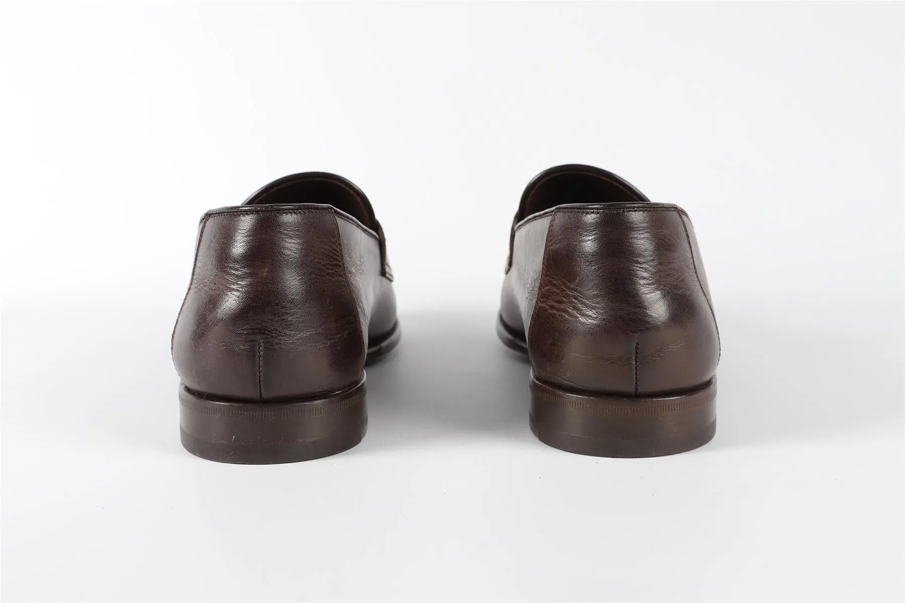 TOM FORD MEN'S BROWN LEATHER LOAFERS EU 44 UK 10 US 11
