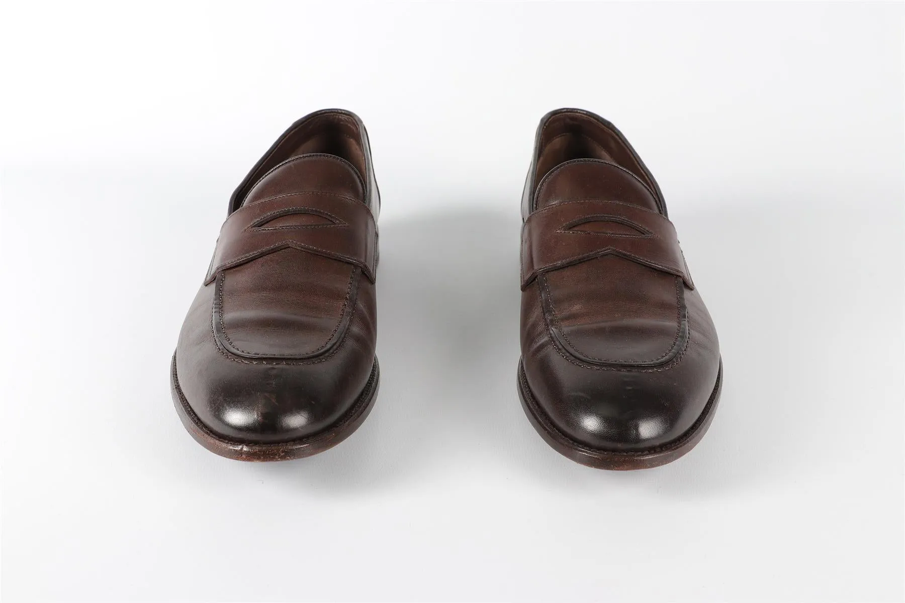 TOM FORD MEN'S BROWN LEATHER LOAFERS EU 44 UK 10 US 11